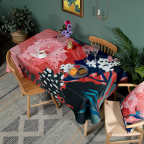 Nordic style tablecloth Art ink waterproof cotton linen dining table cloth Small table cover cloth dustproof coffee table cloth Support customization