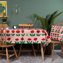 Light luxury American restaurant tablecloth atmosphere dress floral waterproof cotton linen tablecloth small tablecloth Nordic coffee table cloth customization