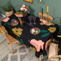 Net red Nordic dining cloth Geometric art waterproof cotton and linen dining table cover cloth Small tablecloth dustproof coffee table cover cloth can be customized