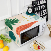 Color hand-painted geometric cotton and linen microwave oven cover cloth storage pocket rectangular dust cover towel oil-proof protective cover