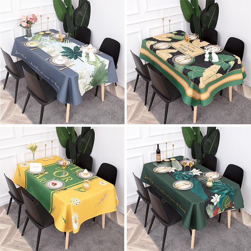 European and American retro cotton linen flower plant table cover thickened waterproof cotton linen tablecloth round table dustproof cloth custom