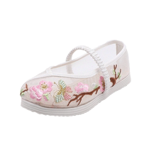 Girls breathable mesh shoes Hanfu childrens shoes childrens summer sandals Chinese style Beijing cloth shoes ancient costume mesh embroidered shoes