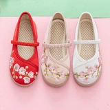 Обувь Hanfu для девочек, детская обувь с вышивкой в старинном стиле, древний костюм, этнический национальный стиль, детский старый Пекин, ручная работа, костюм Тан, тканевая обувь