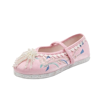 Girls Hanfu Shoes 2021 Spring and Summer Childrens Embroidered Shoes Ancient Style Traditional Cloth Shoes Childrens Shoes Female Baby Ancient Costume Shoes