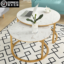 Marble Tea Table Round Modern Minima Side Several Tables Small Family Type Iron Art Living Room Home Combined Light And Luxurious Inn Wind
