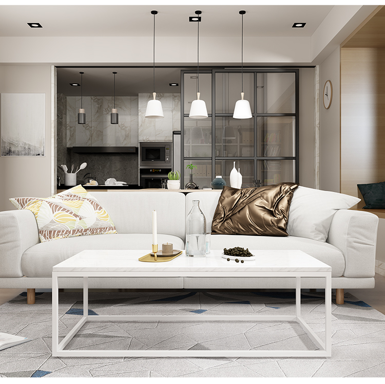 Bắc Âu sang trọng thiết kế kim loại tròn bàn cà phê bài hiện đại phòng khách sạn studio màu đen đá cẩm thạch - Bàn trà bàn tròn phòng khách
