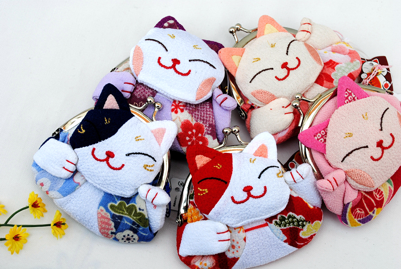 Japan Recruit House and Wind Merchants Cat Big Cat Heads Cloth Art Zero Wallet Cartoon Key Bag Cute Girls Headphone Bag