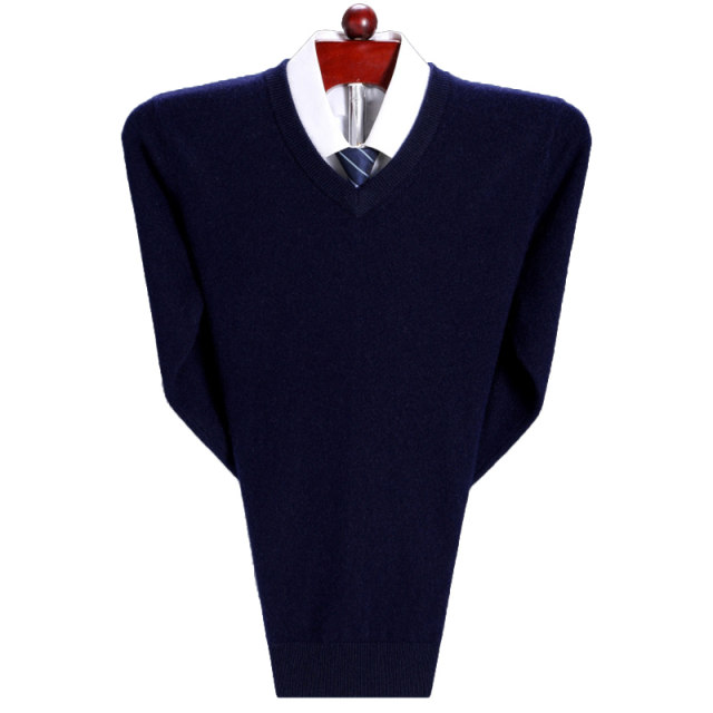 Ordos 100% cashmere sweater ຜູ້ຊາຍລະດູຫນາວໃຫມ່ຄໍ V sweater ຫນາຫນາອົບອຸ່ນ sweater ພໍ່