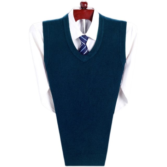 Ordos ຜູ້ຊາຍຄໍ V 100% cashmere vest ລະດູຫນາວໃຫມ່ສີແຂງ sweater cardigan vest ອົບອຸ່ນ