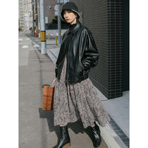 GUOE 20AW Bomber black eco-friendly fashion long-sleeved loose short leather jacket jacket female Korean version