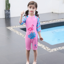 Childrens swimsuit one-piece male and female children middle and large children sunscreen cute fashion swimming trunks set hot spring beach swimming equipment