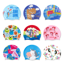 Zhou Ke childrens printed silicone waterproof swimming cap plus size does not pull the head comfortable cute cartoon men and women swim adult equipment