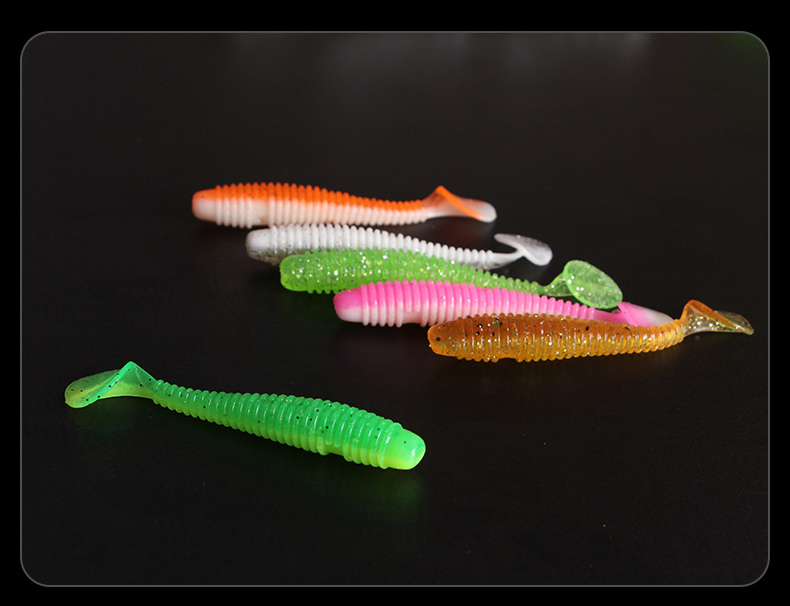 6 Colors Paddle Tail Fishing Lures Soft Plastic Baits Fresh Water Bass Swimbait Tackle Gear