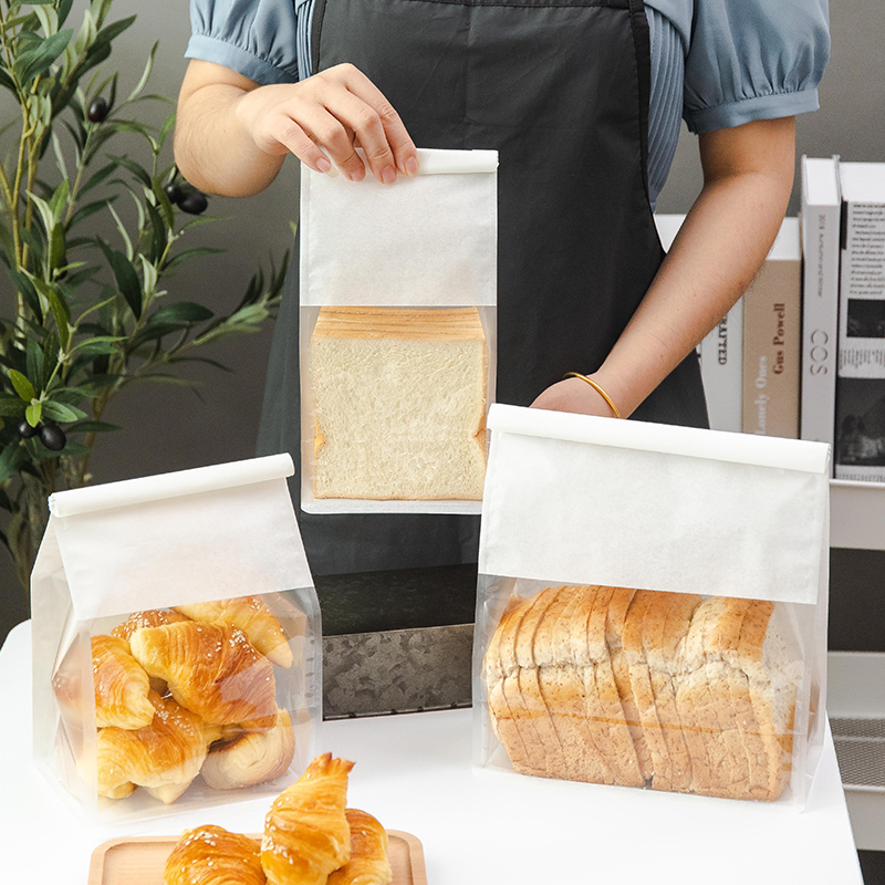 Toast bag 250g450g bread bag sliced ​​mochi horns bag wire self-cover bag