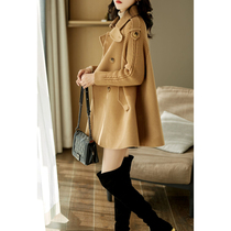 Boo Pala beauty luxury preferred 100% Australian hair double-breasted cloak stitching knitted sleeve double-sided tweed coat coat women