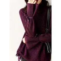 Boo Pala skinny star shiny turtleneck sleeve strap thick needle 100% pure wool knitted sweater