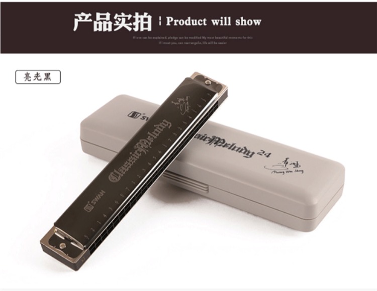Swan Harmonica 24 lỗ đa âm C chuyên nghiệp chơi người lớn ABDEFG giai điệu cho người mới bắt đầu học sinh nhạc cụ - Nhạc cụ phương Tây guitar điện fender