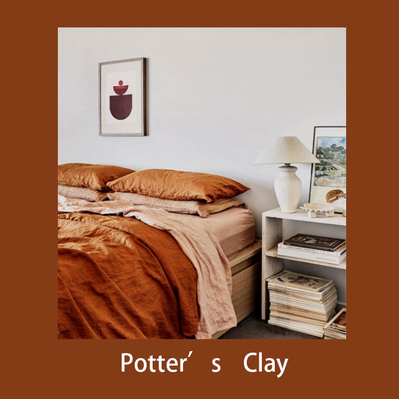 Nordic Dirty Orange Pure Linen 4 piece comfortable sleeping accommodation designer bedding 1 8m bed