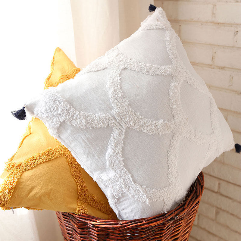 Nordic Moroccan hemp cotton tufts cushion pillow sleeve without core sofa cushion bedhead backset