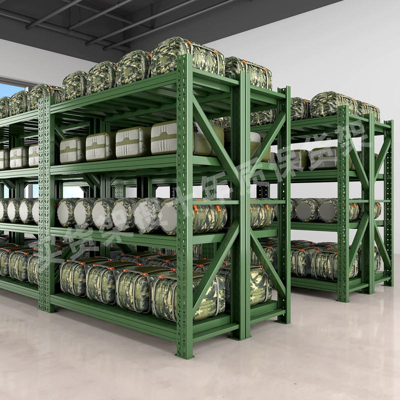 Military Green Thickened Emergency Supplies Heavy-Duty Warehouse Shelves Multi-Layer Storage Iron Racks Storage Room Warehouse Storage Racks