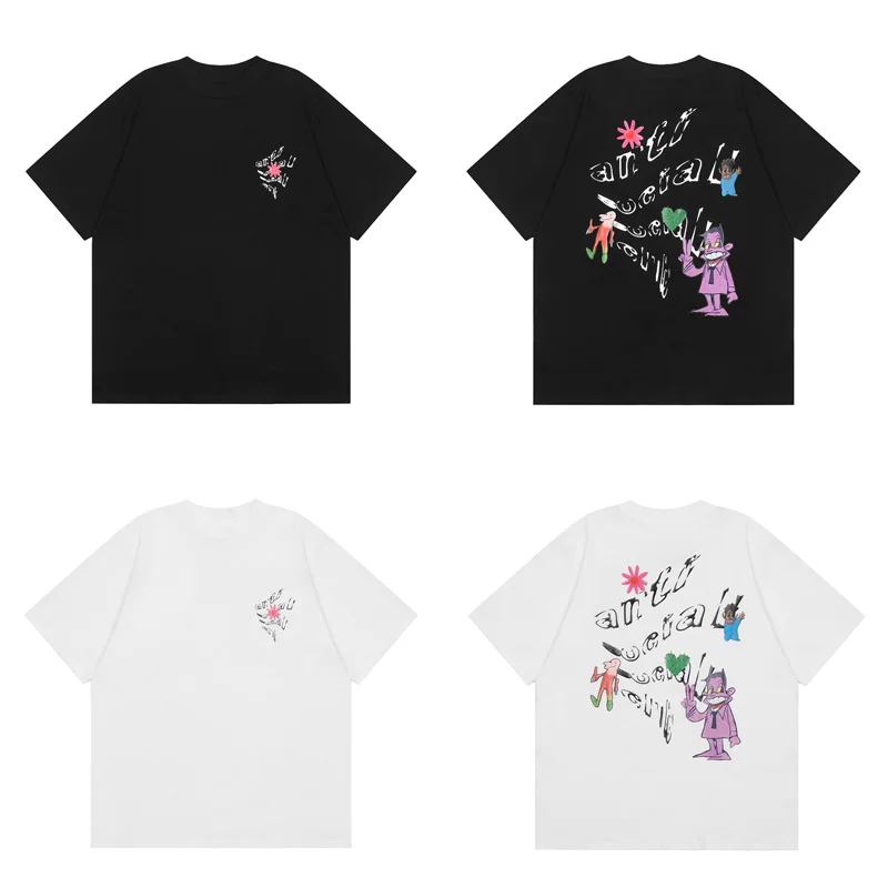 2024-летний летний футболка с коротким рукавом с принтом буквы Viper Flower Graffiti ASSC 100% хлопок свободного кроя китайский дракон полулинейный стиль