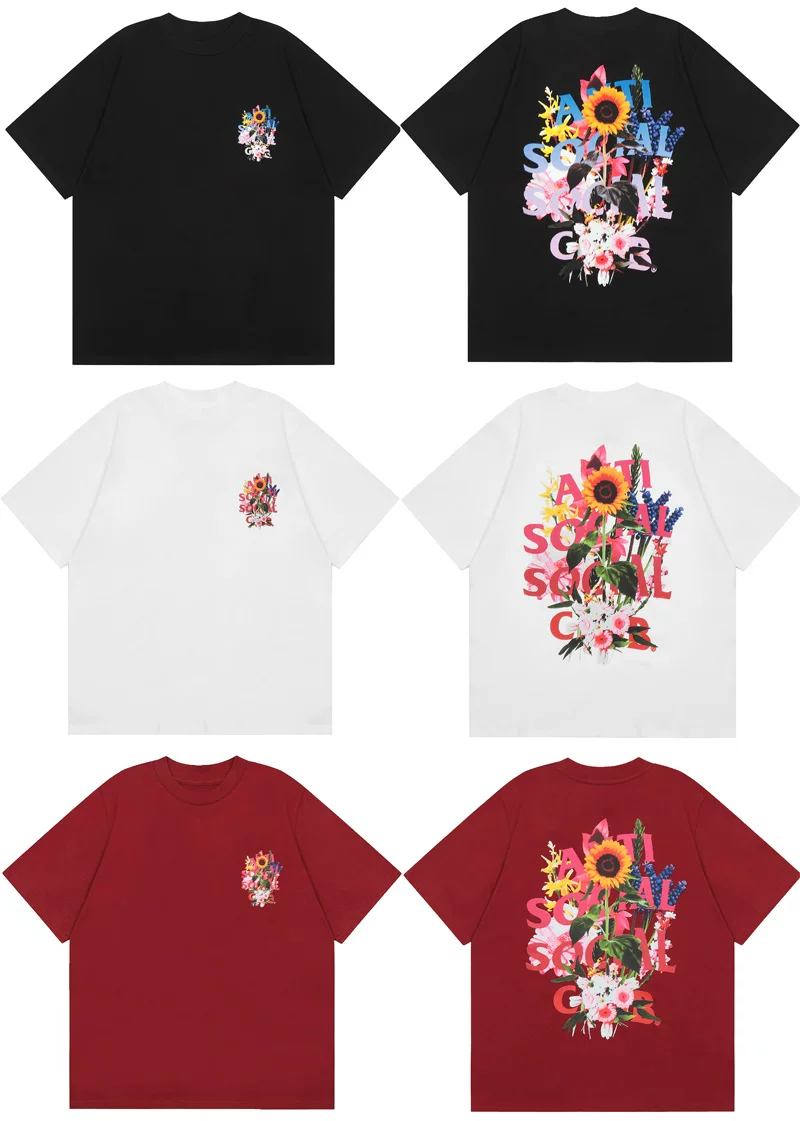 2024-летний летний футболка с коротким рукавом с принтом буквы Viper Flower Graffiti ASSC 100% хлопок свободного кроя китайский дракон полулинейный стиль
