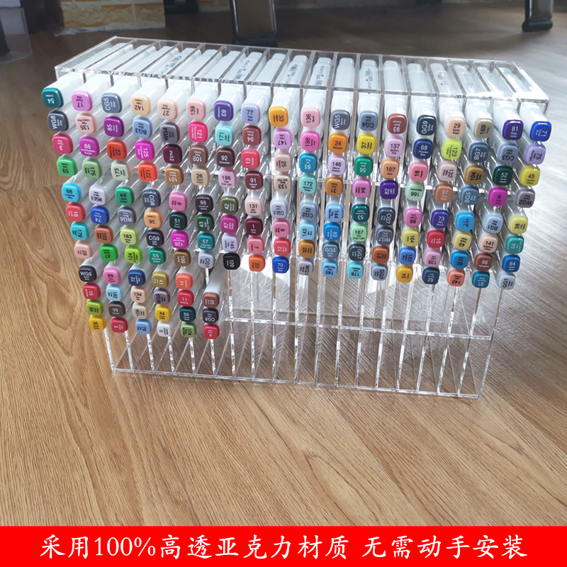 Yiben Acrylic transparent marker pen holder storage grid desktop color pen pen holder Stationery store pen holder display