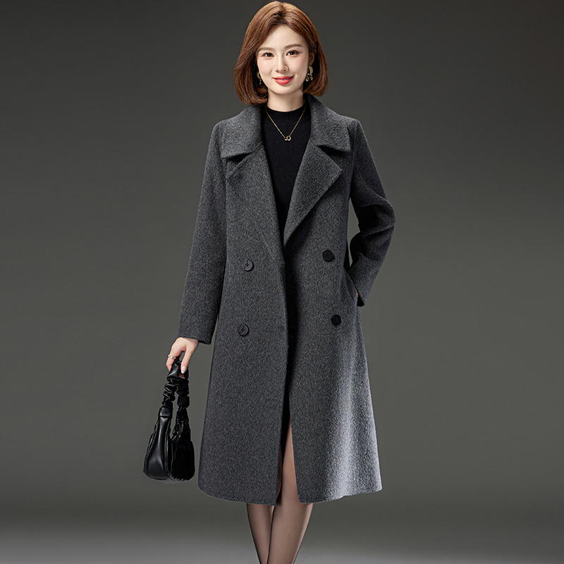 Wool Coat, Double-Sided Fleece, Women's Long Style, Thickened, Plus Size, High-End Autumn and Winter New Brand, Middle-Aged Mother's Woolen Coat Wool Coat, Double-Sided Fleece, Women's Long Style, Thickened, Plus Size, High-End Autumn and Winter New Brand, Middle-Aged Mother's Woolen Coat