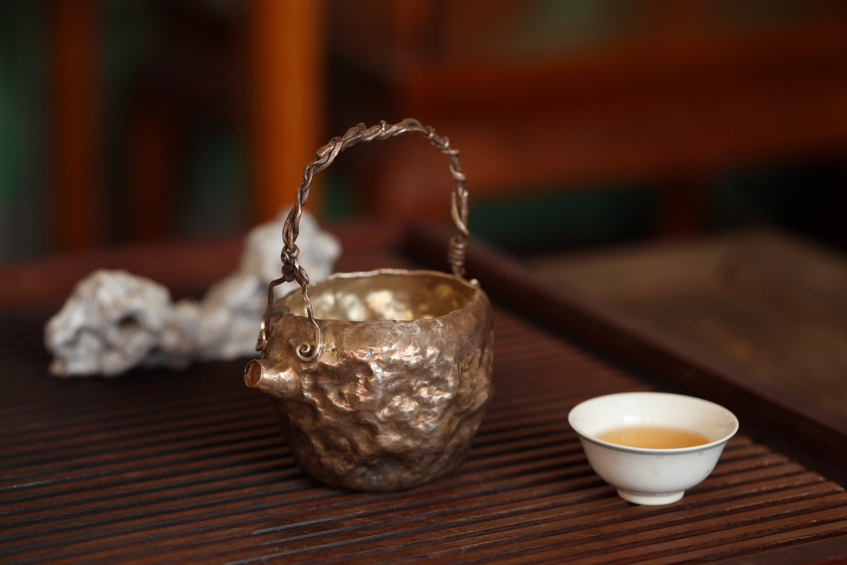 Leisure Yunya play New products A long hit of pure handmade beam Sterling silver fair cup Male cup Tea ceremony utensils supplies