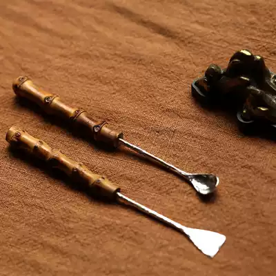 Xianyun Ya play handmade sterling silver tea ceremony entry tools bamboo root scented spoon spatula two-piece accessories