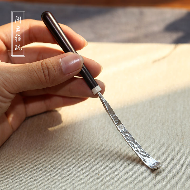 Leisure cloud Ya play popular handmade sterling silver tea pick tea pick tea shovel Indian leaf red Sandalwood quaint tea set zero