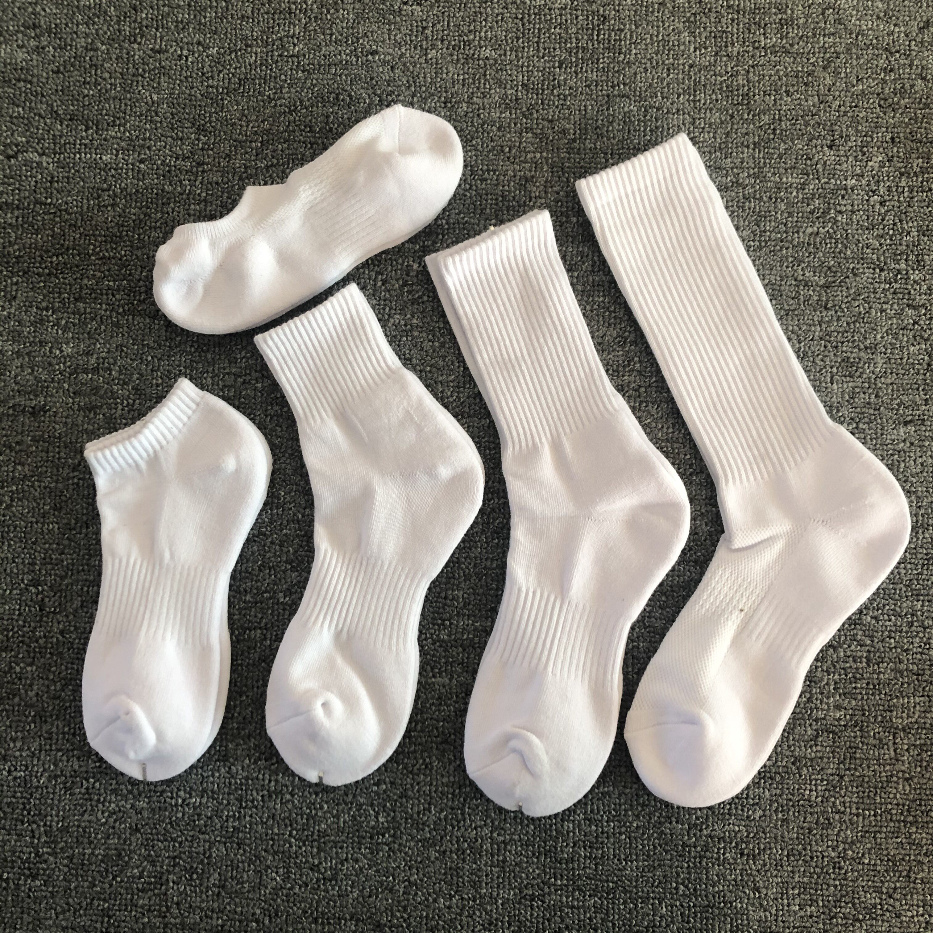 (5 pairs of towel bottom) short long and pure cotton socks pure black and white socks basketball socks