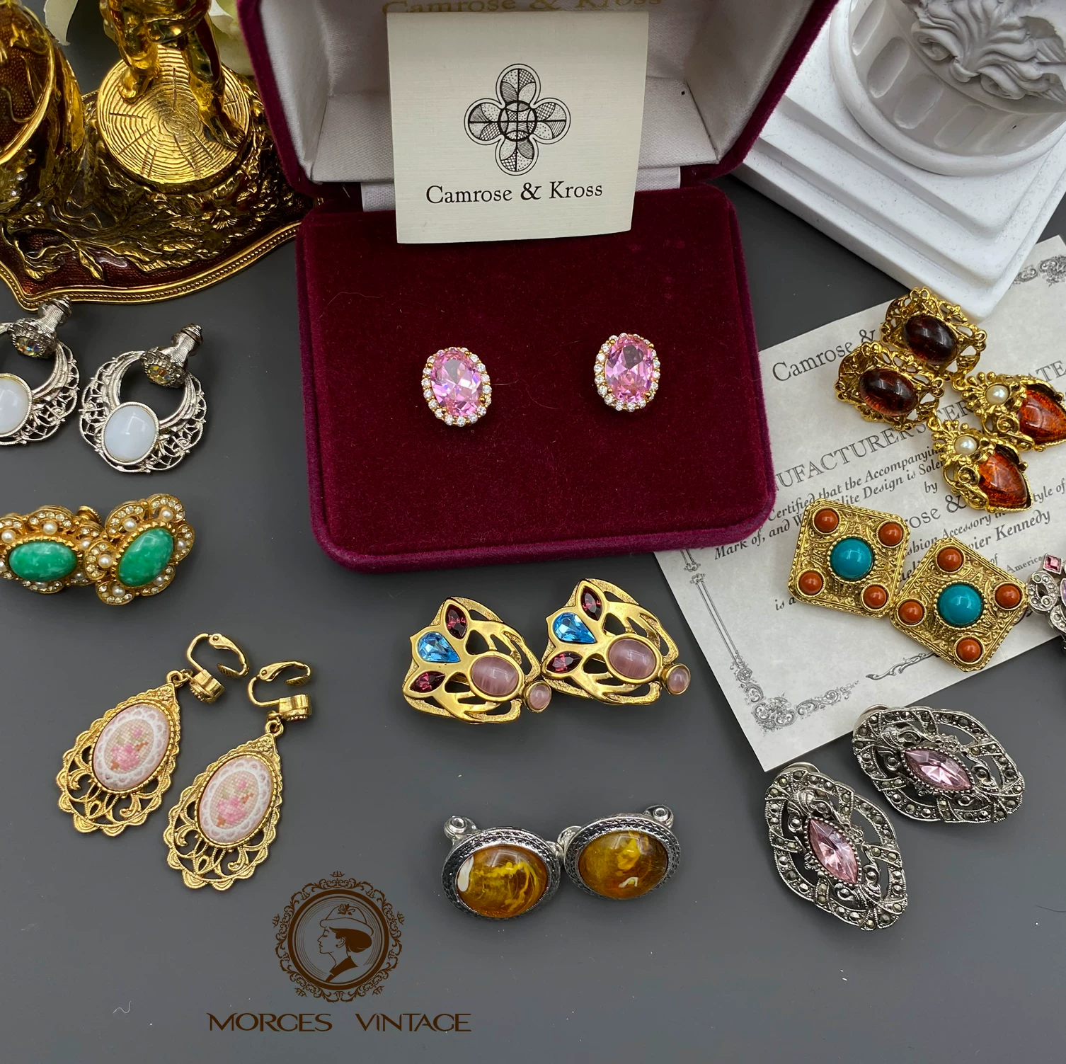 Ретро-старинные серьги с жемчужиной каплевидной формы, клипсы