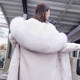여성 겨울 2022 새로운 인기 렉스 토끼 모피 라이너 탈착식 중간 길이 후드 재킷을 위한 Haining 모피 파이 재킷