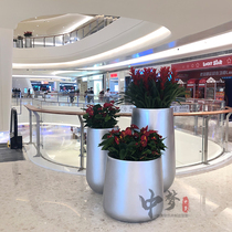 Mall opening GRP silver color combined round flower pot Huizhou Jinshan Lake Flower Outdoor Commercial Street Custom Vase
