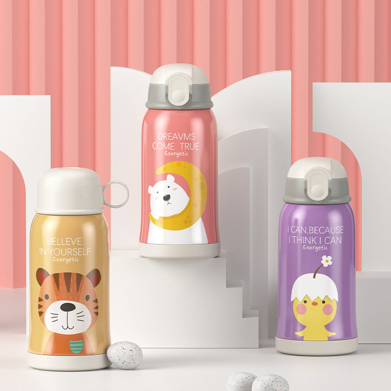 High-end healthy children's thermos cup 316 food grade flagship store official primary school portable two-way straw