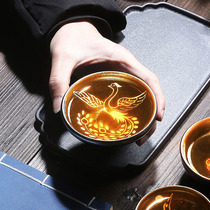 Jianzhan tea cup ceramic tea cup gilt silver high-end Master Cup mens and womens single Cup Chinese kung fu tea set Tea Bowl gift box