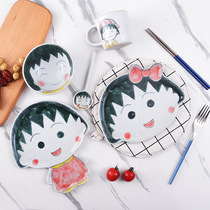 Jingdezhen creative cute hand-painted ceramic tableware Bowl plate spoon cup set cherry meatballs tableware same style
