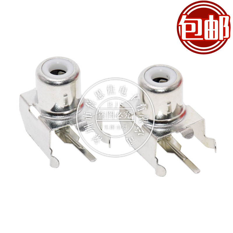 AV coreless socket 2 feet RCA seat single-hole audio film socket lotus seat AV1-8 4-3B white red