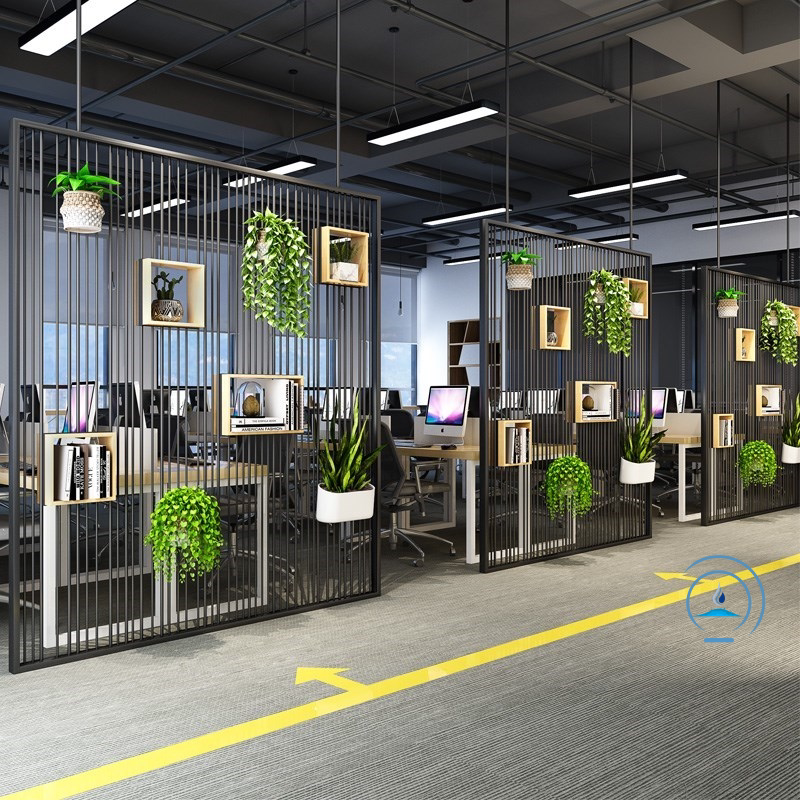 Wrought iron minimalist creative screen office living room bar restaurant industrial wind green plant decoration partition thread empty custom