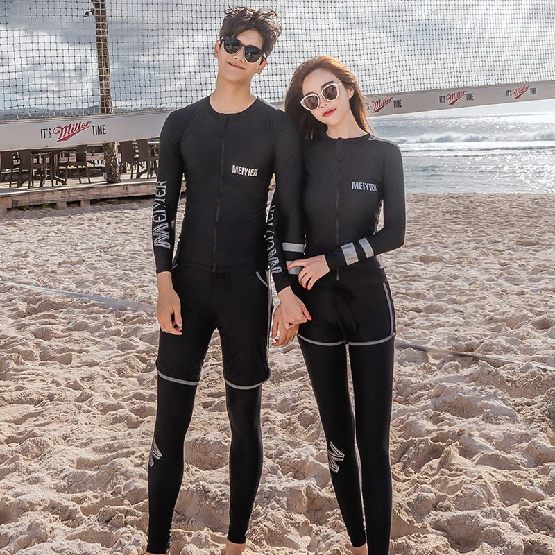 Conservative quick-drying split body long sleeve trousers seaside sunscreen couple Diving Snorkeling surf suit men and women summer swimsuit