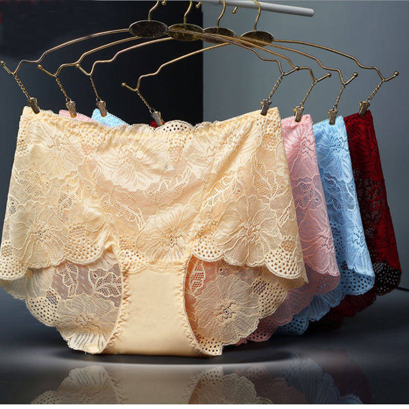 Coley Color 4 thin sexy lace lady panties hollowed high waist pure crotch large yard triangle pants