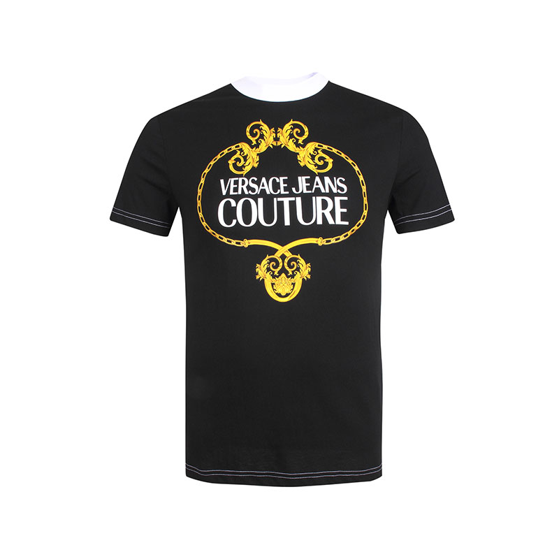 Versace Versace Versace thời trang In chỉnh sửa ngắn tay vòng cổ Ed-shirt B3GVA7EB nam giới 30.311 K41