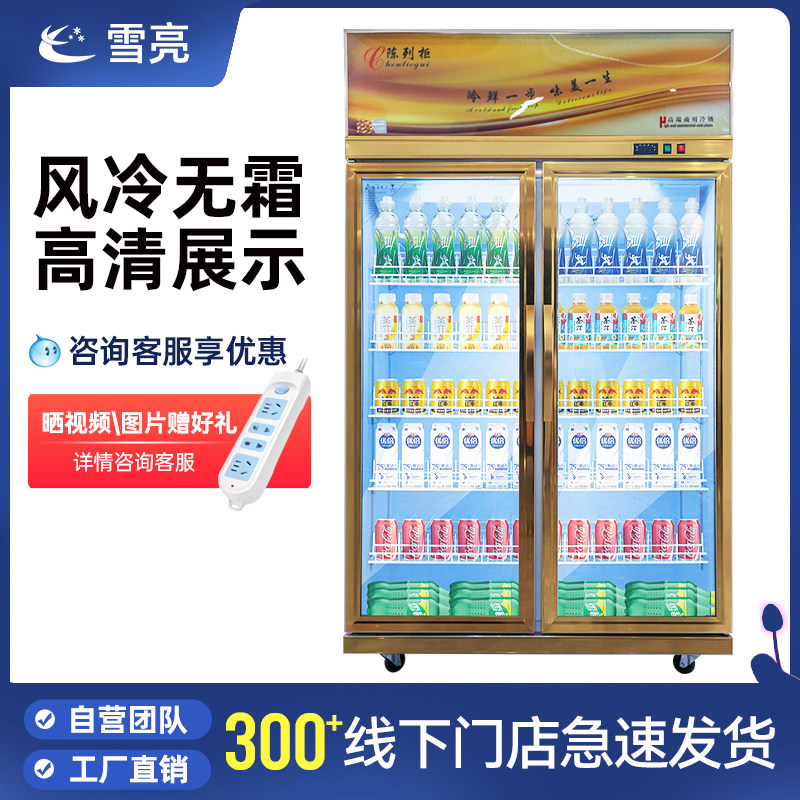Snow Light Refrigerator Front Drink Single Double Open Door Window Frozen Three Doors Commercial Beer Supermarket Vertical Refrigerator