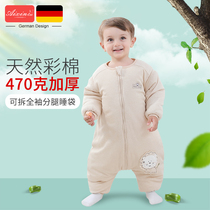 Sleeping bag baby autumn and winter childrens quilt anti-kick artifact Newborn anti-jump thickened cotton split leg pajamas