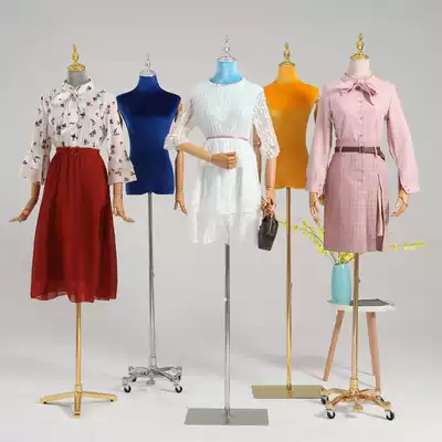 High-end color velvet model props female half-body stage clothing store window led full-body wedding dress display rack female