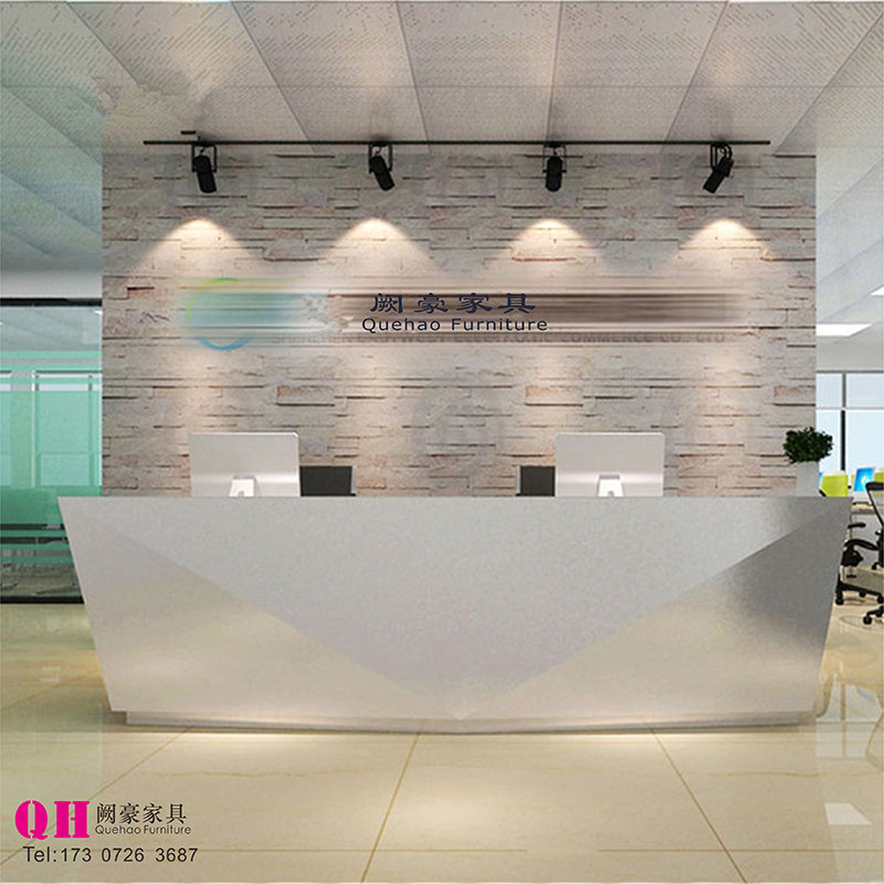 Baking Varnish Front Desk Fashion Image Desk Office Front Office Bar Counter Top End Silver Counter Upscale Profiled Receptionist Beauty Institute Reception Desk