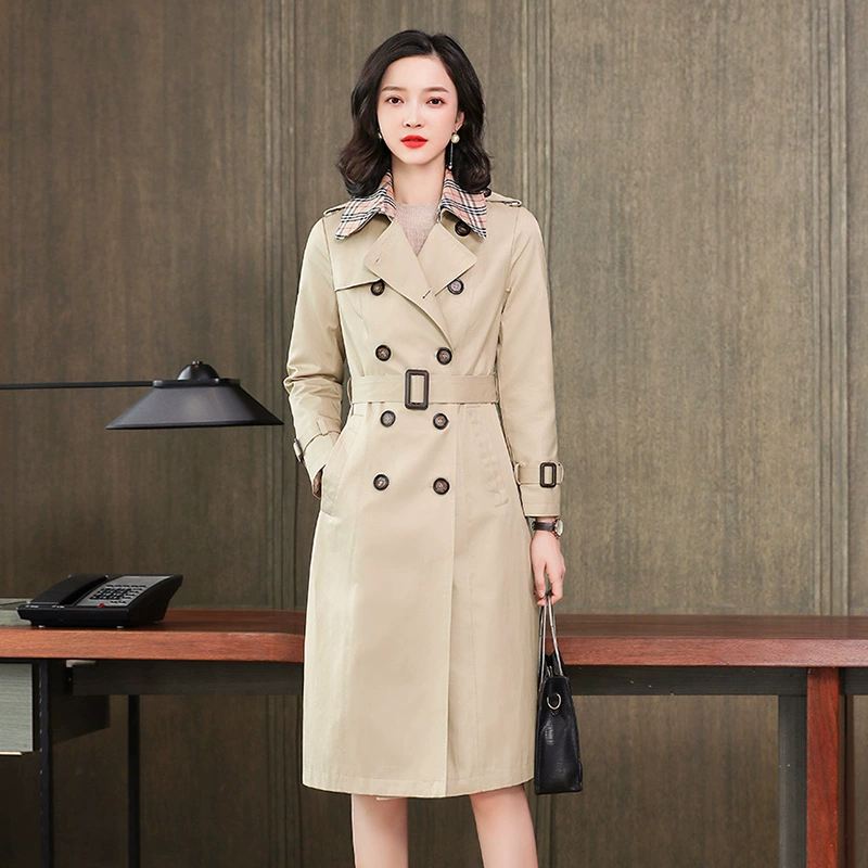 Áo khoác nữ mùa xuân 2020 thời trang mới cao qua đầu gối dài của phụ nữ trench coat eo áo khoác cao cấp - Trench Coat