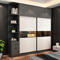 Foshan solid wood multi-layer wardrobe Modern simple bedroom fashion Nordic sliding door small apartment large wardrobe