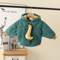 Male baby cotton coat Autumn and winter clothing Infant cotton jacket Winter warm cotton clothing One-year-old childrens coat thickened foreign style top